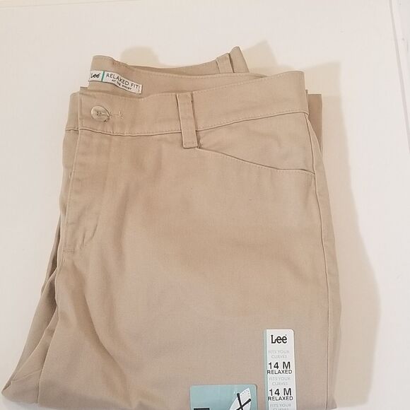 lee Women's chino pants relaxed fit straight leg mid rise size 14 - Picture 4 of 4